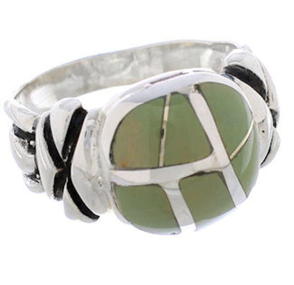 Silver Turquoise Inlay Southwestern Ring Size 5-1/4 TX40000